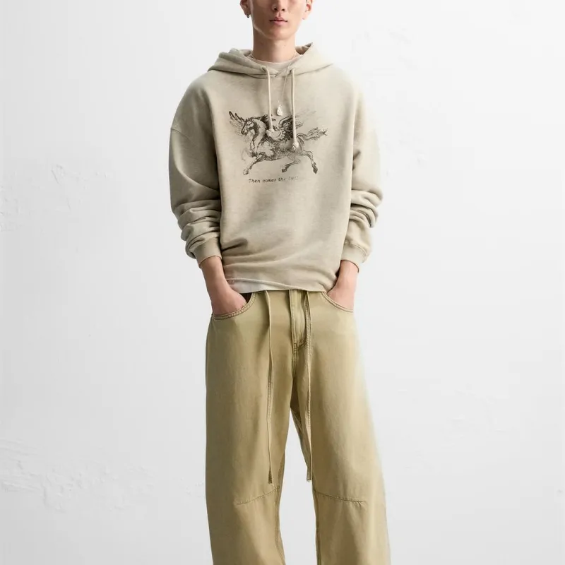 ZARA Sweatshirt Men's Zebra Print Gray-2