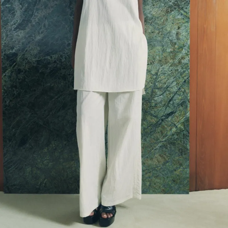ZARA ZW Series Casual Pants Women's Frosted White-2