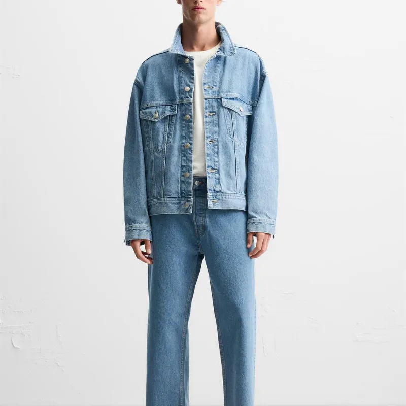 ZARA Denim Jacket Men Light Blue-2