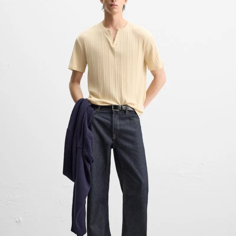 ZARA T Shirts Men Cream-3