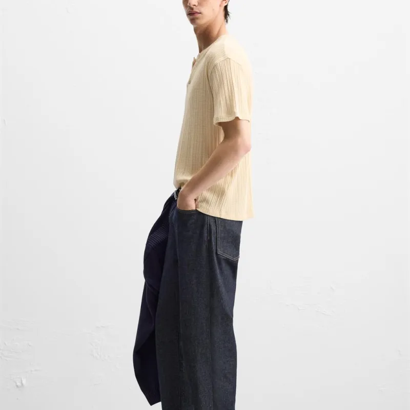 ZARA T Shirts Men Cream-4