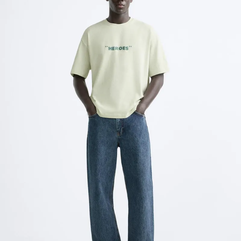 ZARA T Shirts Men Light Green-2