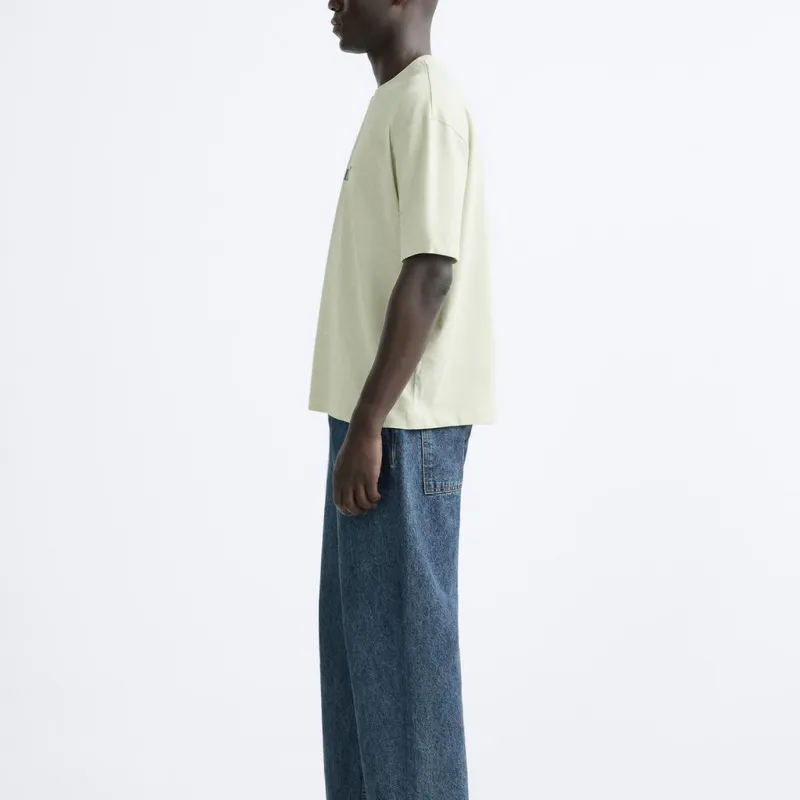 ZARA T Shirts Men Light Green-4