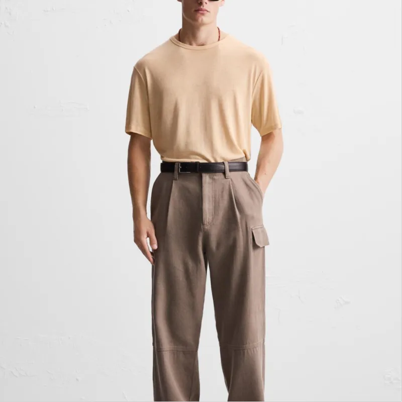 ZARA T Shirts Men Light Pink-2