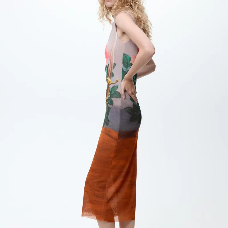 ZARA x YISHUJIA LIANMINGKUAN Slip Dresses Women's Print-3