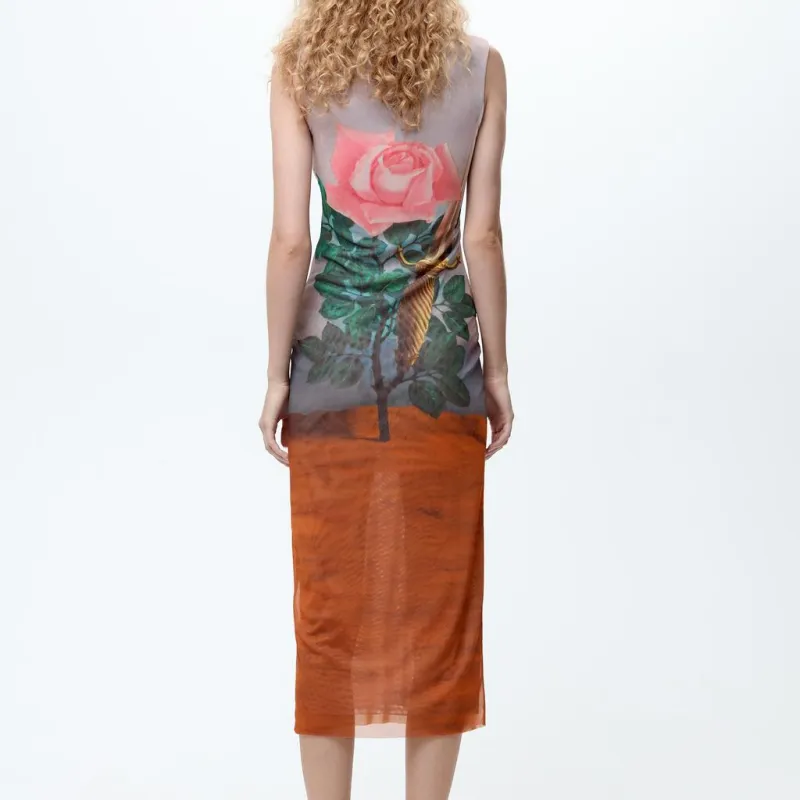ZARA x YISHUJIA LIANMINGKUAN Slip Dresses Women's Print-4