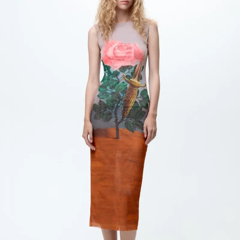 ZARA x YISHUJIA LIANMINGKUAN Slip Dresses Women's Print-2