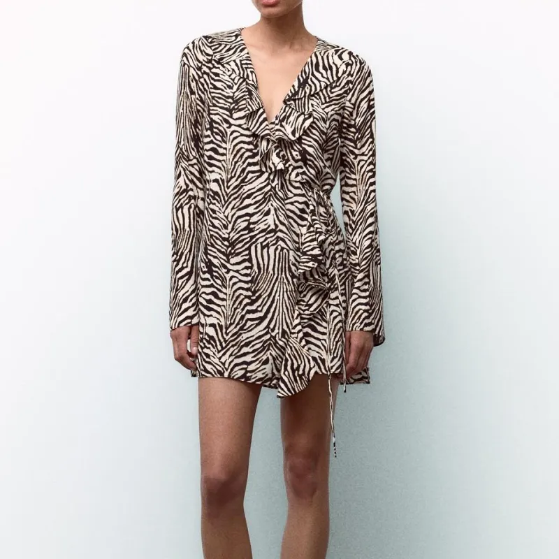 ZARA Trf Long-Sleeved Dresses Women's White-3