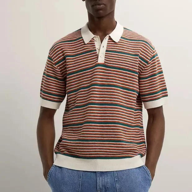 ZARA Polo Shirts Men Orange-3