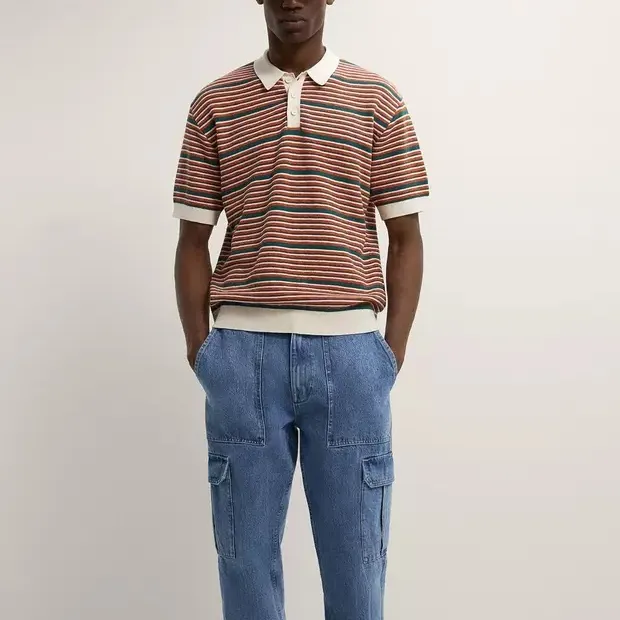 ZARA Polo Shirts Men Orange-2