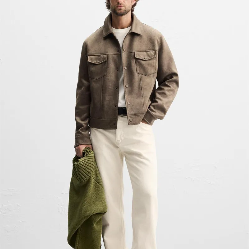 ZARA Jackets Men Brown-3