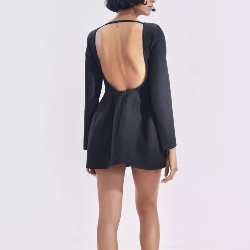 ZARA ZW Series Long Sleeved Dresses Women's Gray-3