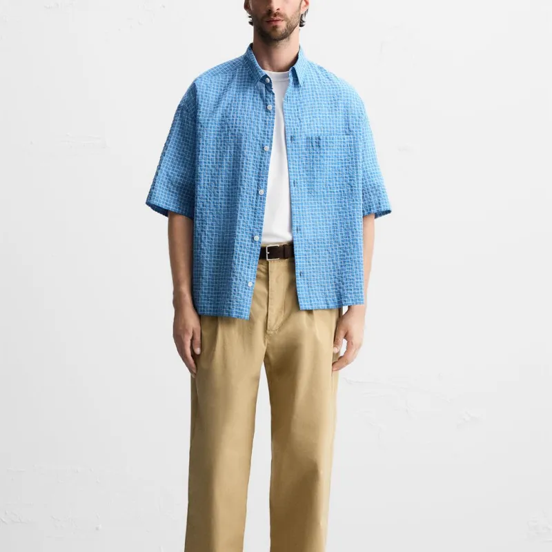 ZARA Shirts Men Dark Blue-2