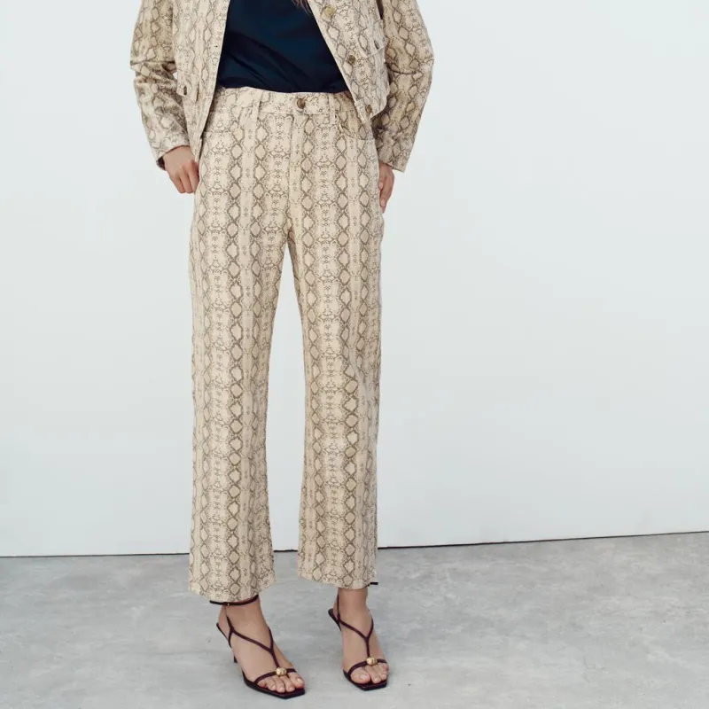 ZARA Jeans Women's Snakeskin Print-2