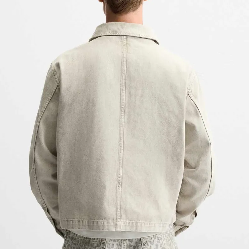 ZARA Denim Jackets Men Beige-3