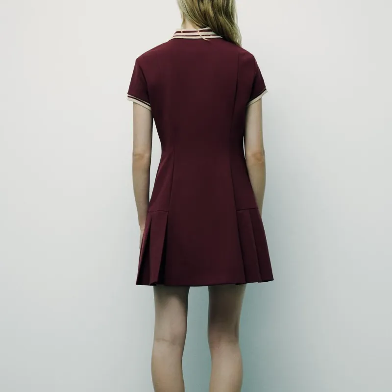 ZARA Trf Short-Sleeved Dresses Women's Burgundy-3