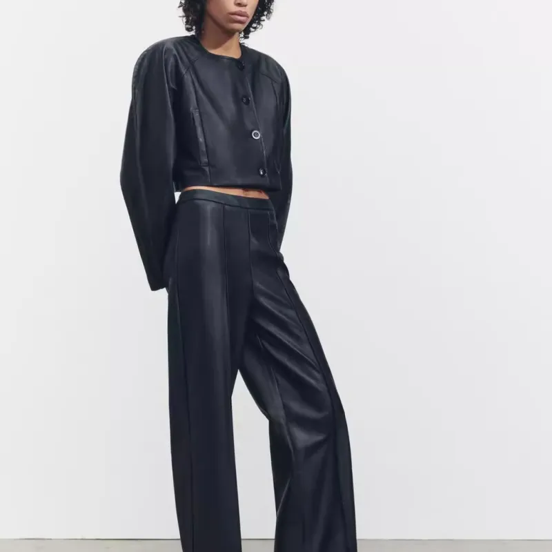 ZARA Leather Jacket Women's Black-2