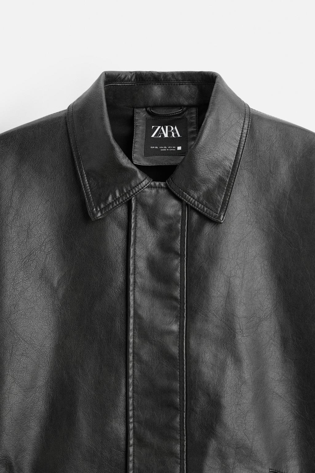 ZARA Leather Jacket Men's Black - POIZON ZARA Leather Jacket Men's Black - POIZON