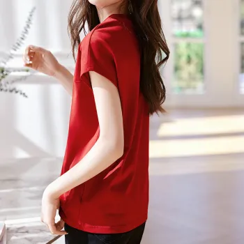 Mo Han Yi Mei T Shirt Women's Dark Red
