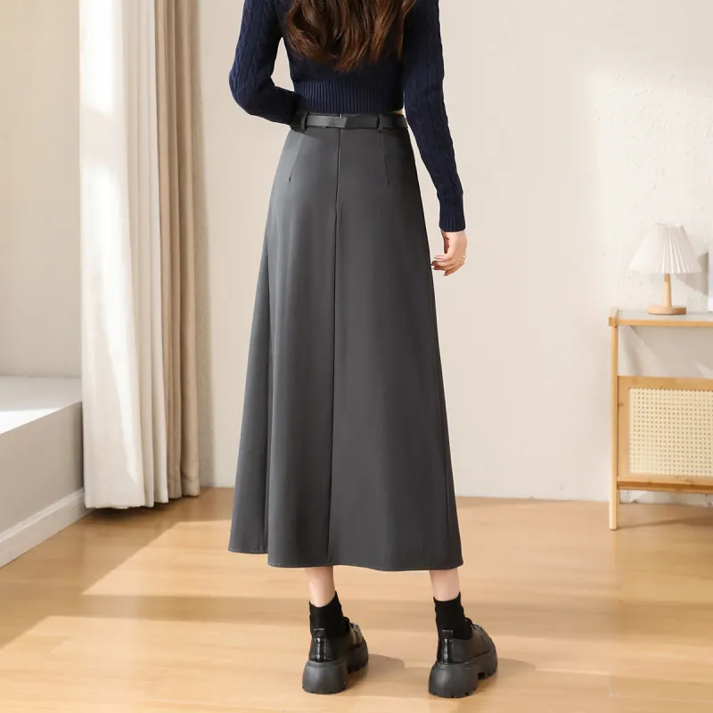 TERRE BLEUE Casual Long Skirts Women's Gray-2