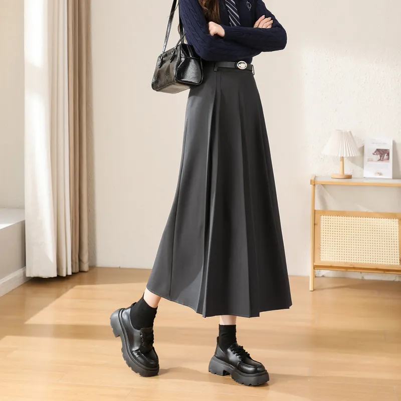 TERRE BLEUE Casual Long Skirts Women's Gray-4