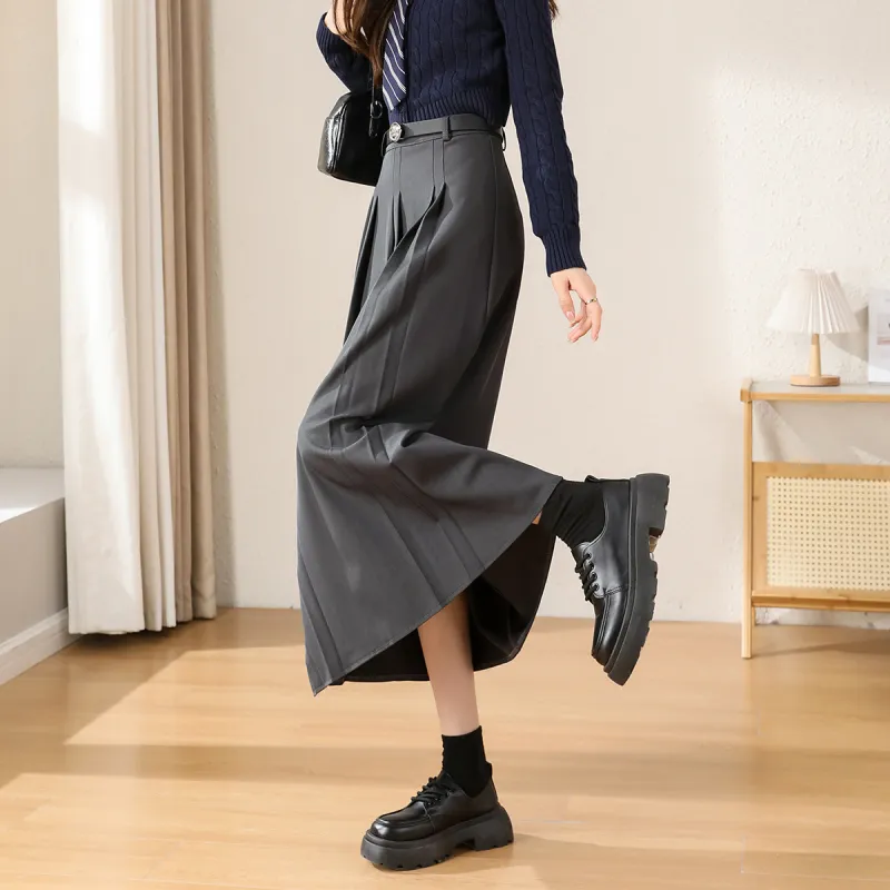 TERRE BLEUE Casual Long Skirts Women's Gray-3