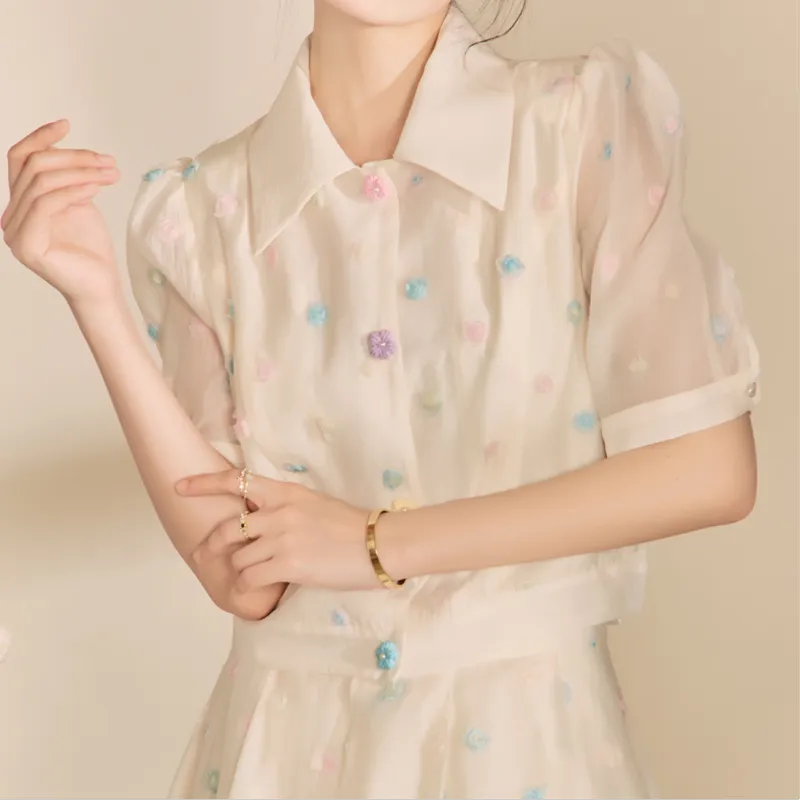 QIAOYUHUAZUN Shirt Women's White-3