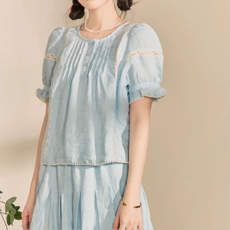 QIAOYUHUAZUN T Shirt Women's Blue-1