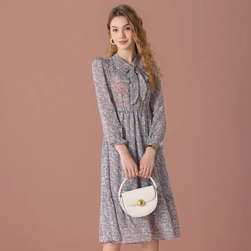FENHONGMALI Long Sleeved Dresses Women's Blue-1