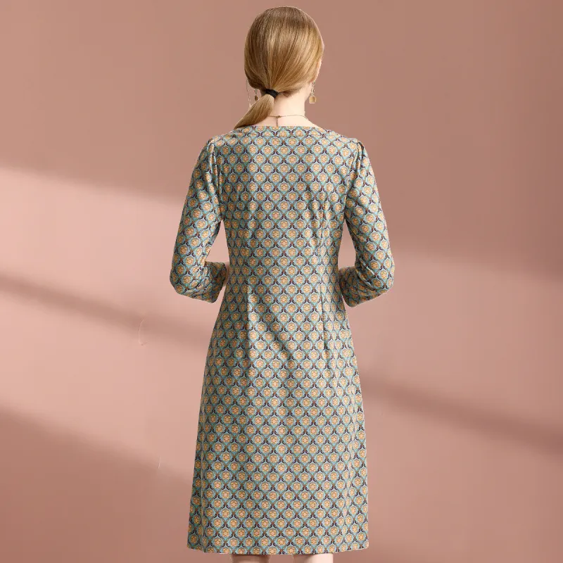 FENHONGMALI Long Sleeved Dresses Women's Blue-2
