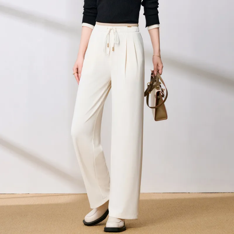 FENHONGMALI Casual Pants Women's Ecru-2