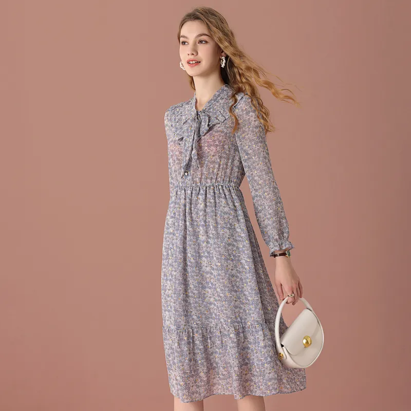 FENHONGMALI Long Sleeved Dresses Women's Blue-3
