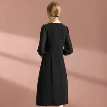 FENHONGMALI Long-Sleeved Dresses Women's Black