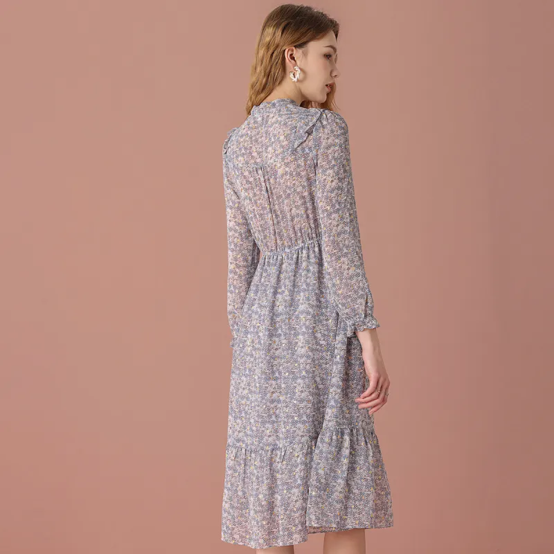 FENHONGMALI Long Sleeved Dresses Women's Blue-2