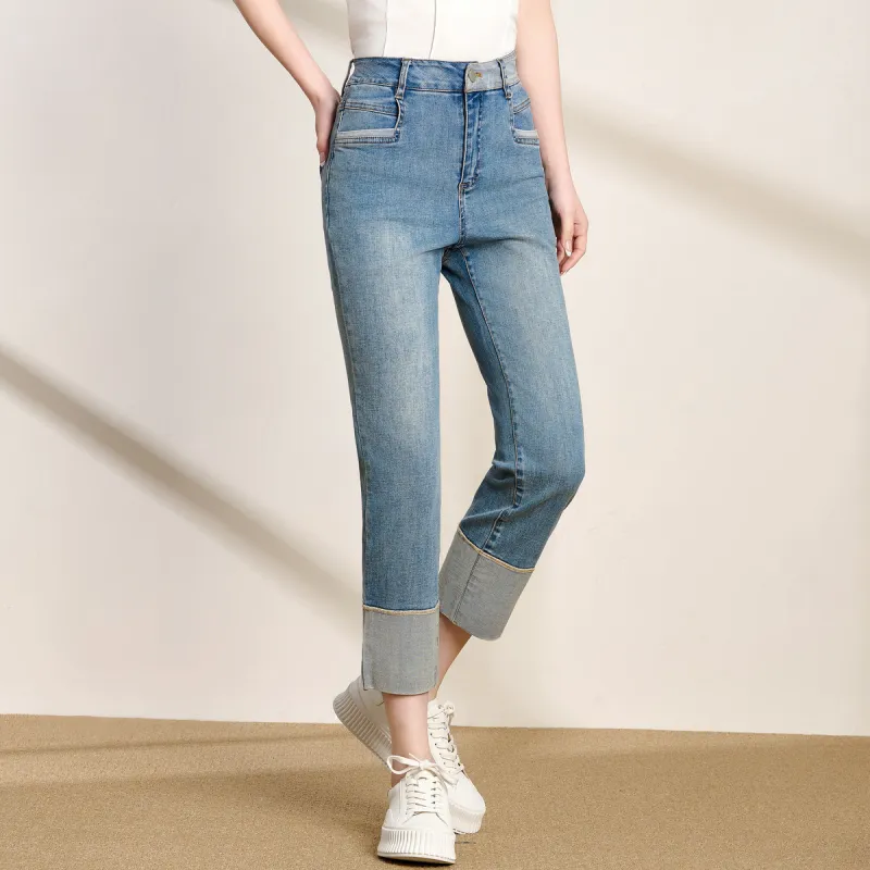 FENHONGMALI Jeans Women's Blue-1