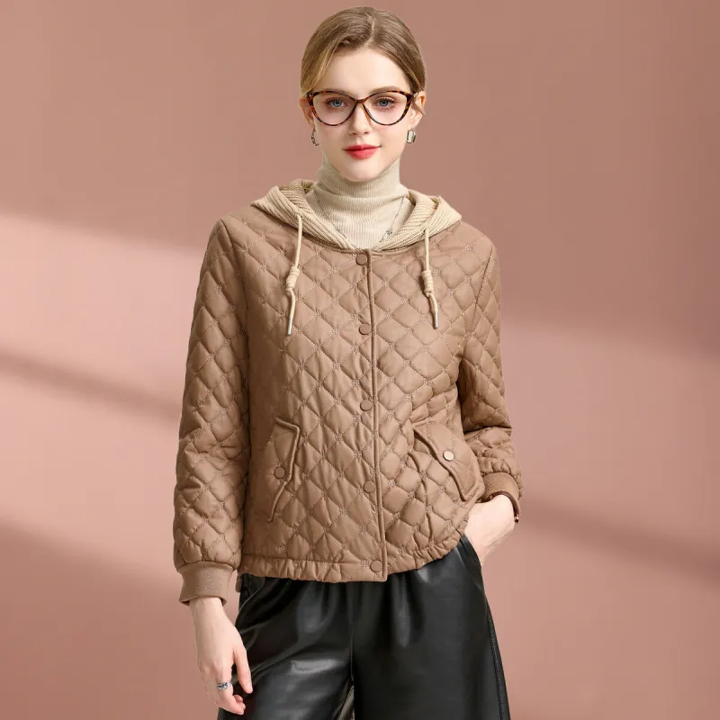 FENHONGMALI Puffer Jacket Women's Khaki-1