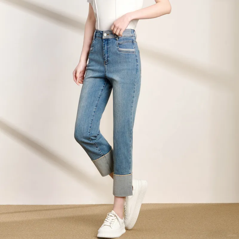 FENHONGMALI Jeans Women's Blue-3