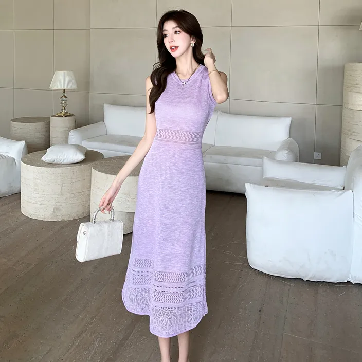 PZGE Sleeveless Dress Women's Peris Purple-2