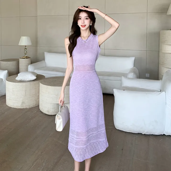 PZGE Sleeveless Dress Women's Peris Purple-1