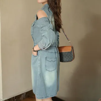 DAMABAIFENBAI Long Sleeved Dresses Women's Blue