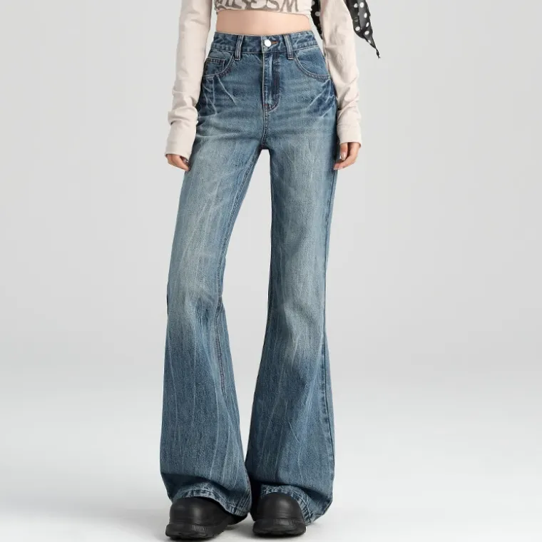 YINLEI Jeans Women's Vintage Blue-1