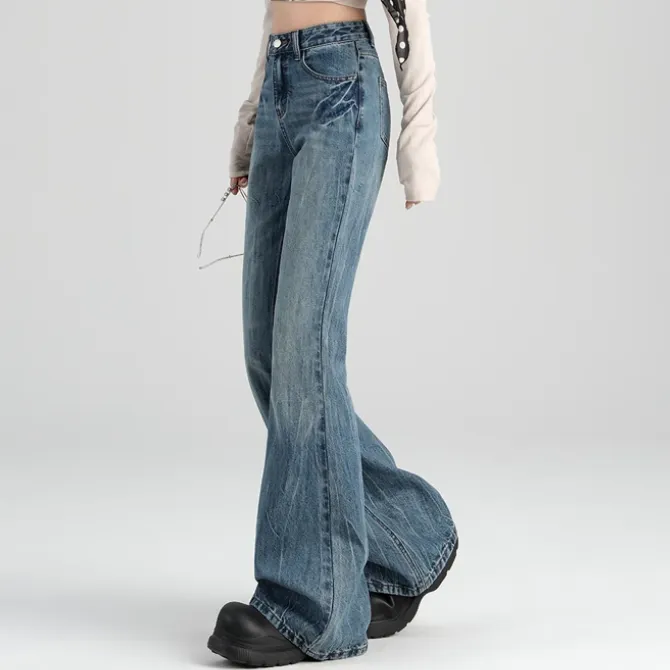 YINLEI Jeans Women's Vintage Blue-3