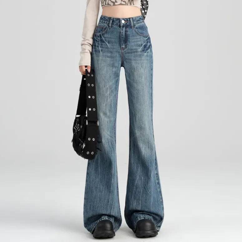 YINLEI Jeans Women's Vintage Blue-2