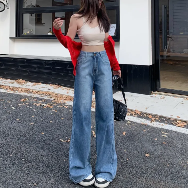 YINLEI Jeans Women's Vintage Blue-2