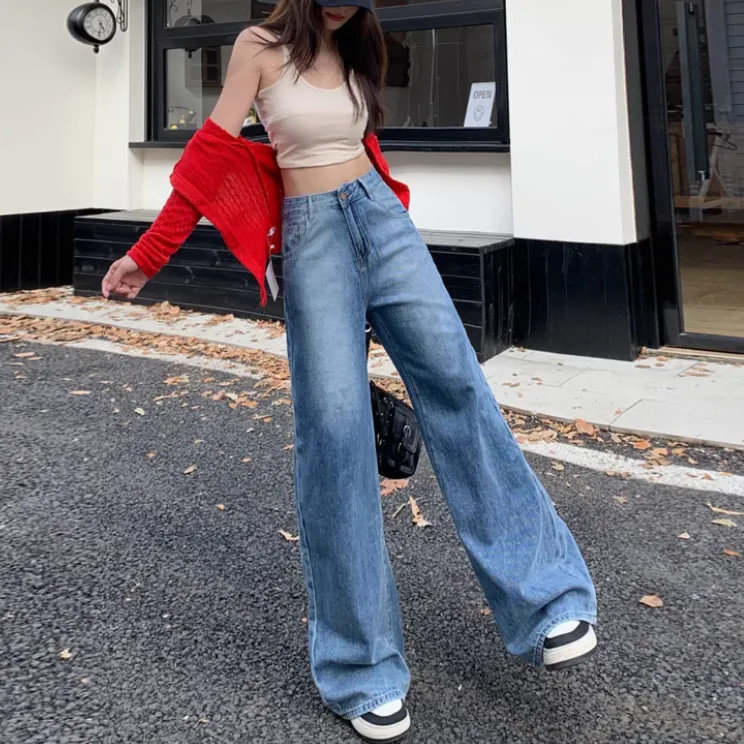 YINLEI Jeans Women's Vintage Blue-3