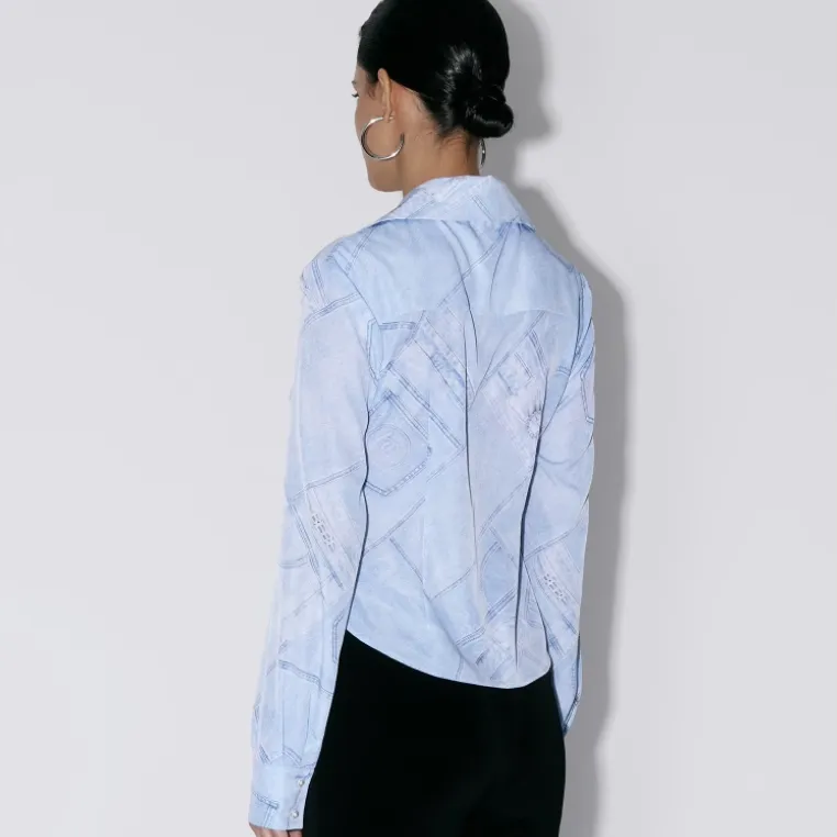 Bebe SS23 Shirt Women's Denim Blue-1