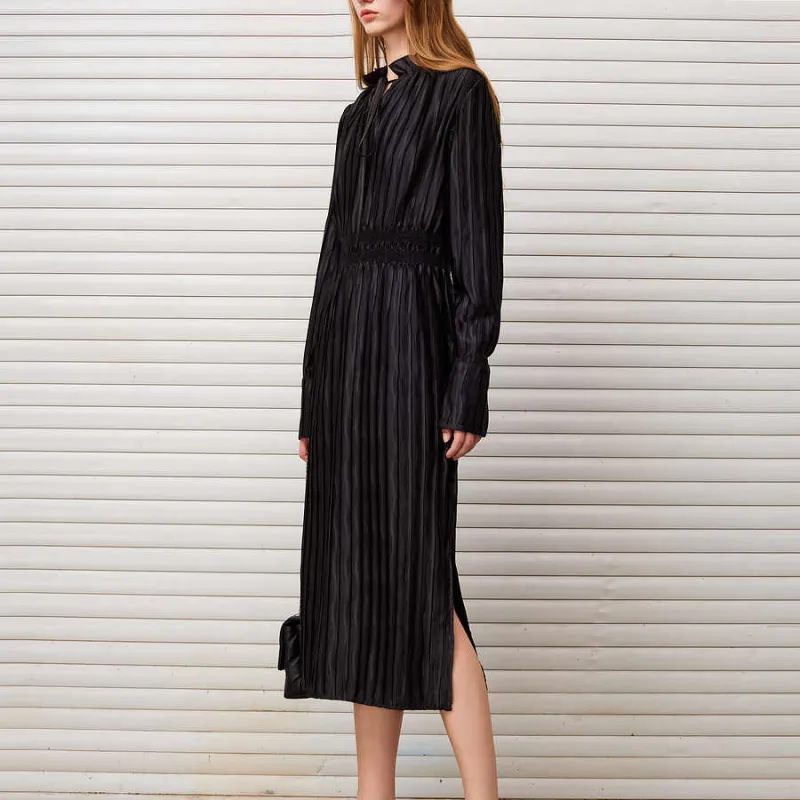 DKNY FW24 Long Sleeved Dress Women's Black-4