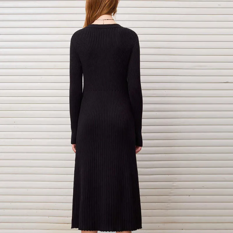 DKNY FW24 Long Sleeved Dress Women's Black-3