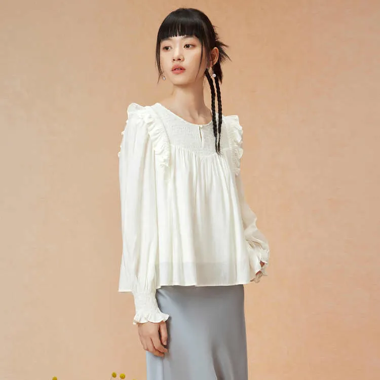 EICHITOO Chiffon Shirts Women's Ecru-3