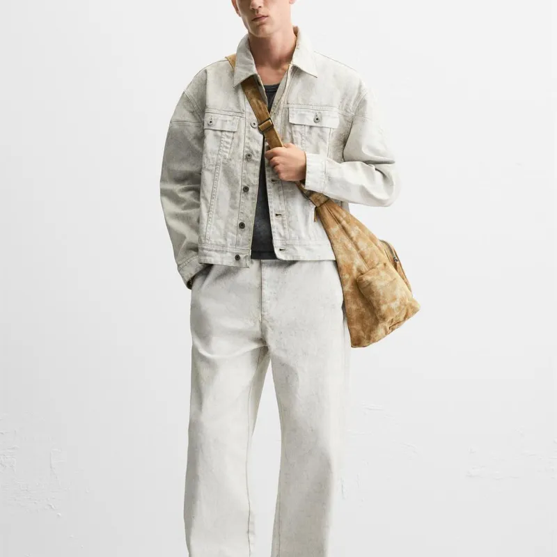 ZARA Denim Jackets Men White-2